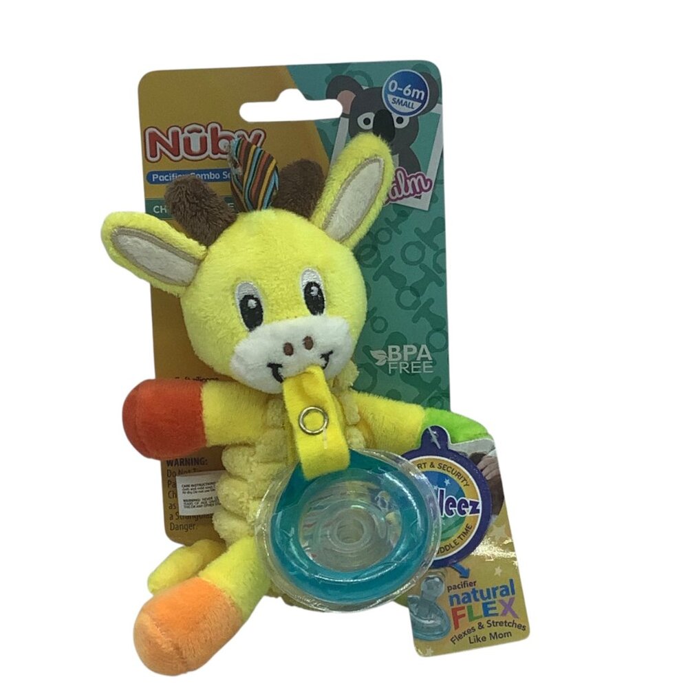 Nuby Pacifinder Combo Set Snuggleez Giraffe Plush & Natural Flex Pacifier 0-6M